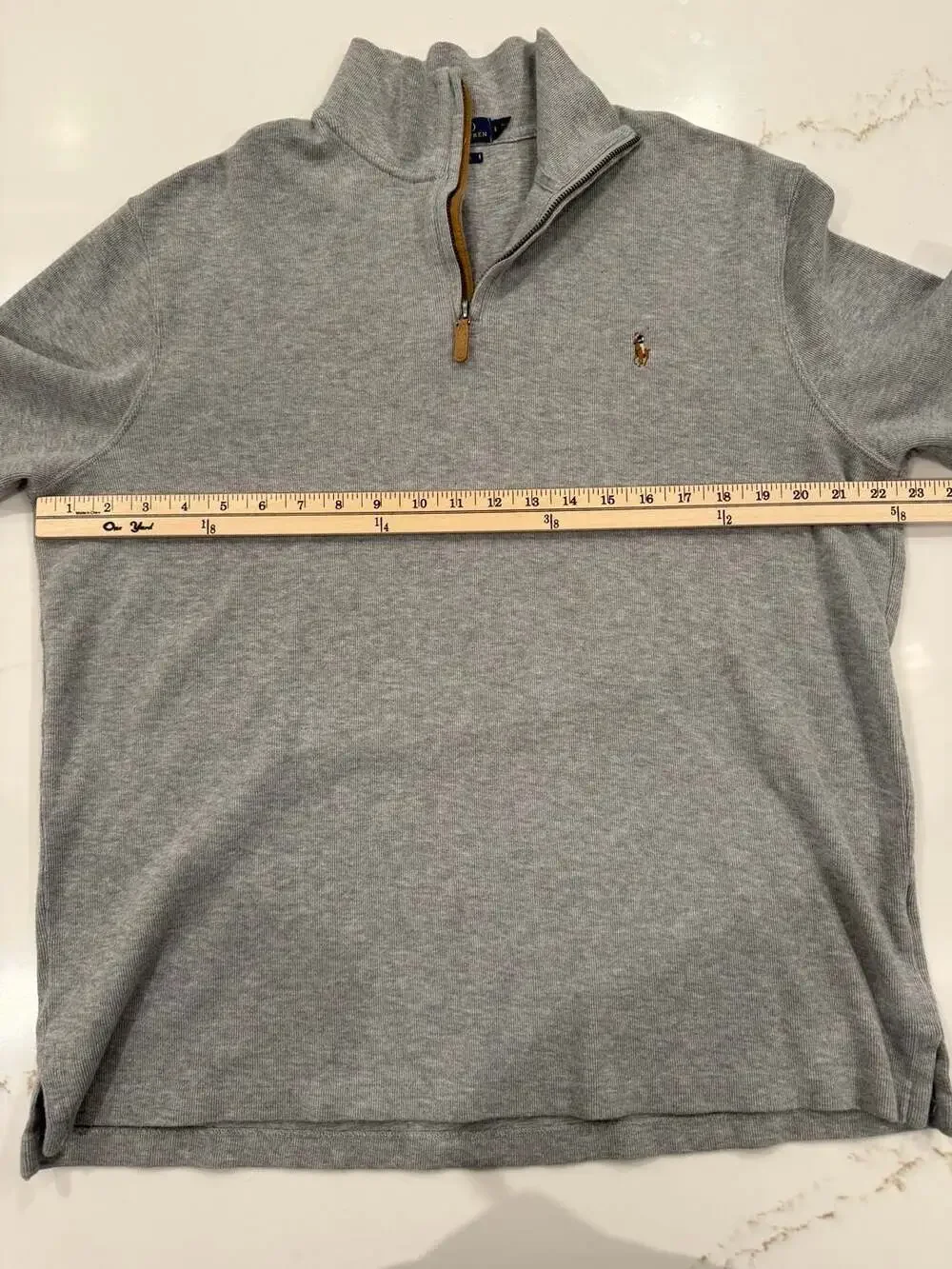 Polo Ralph Lauren Gray Estate Rib Quarter-Zip Pullover